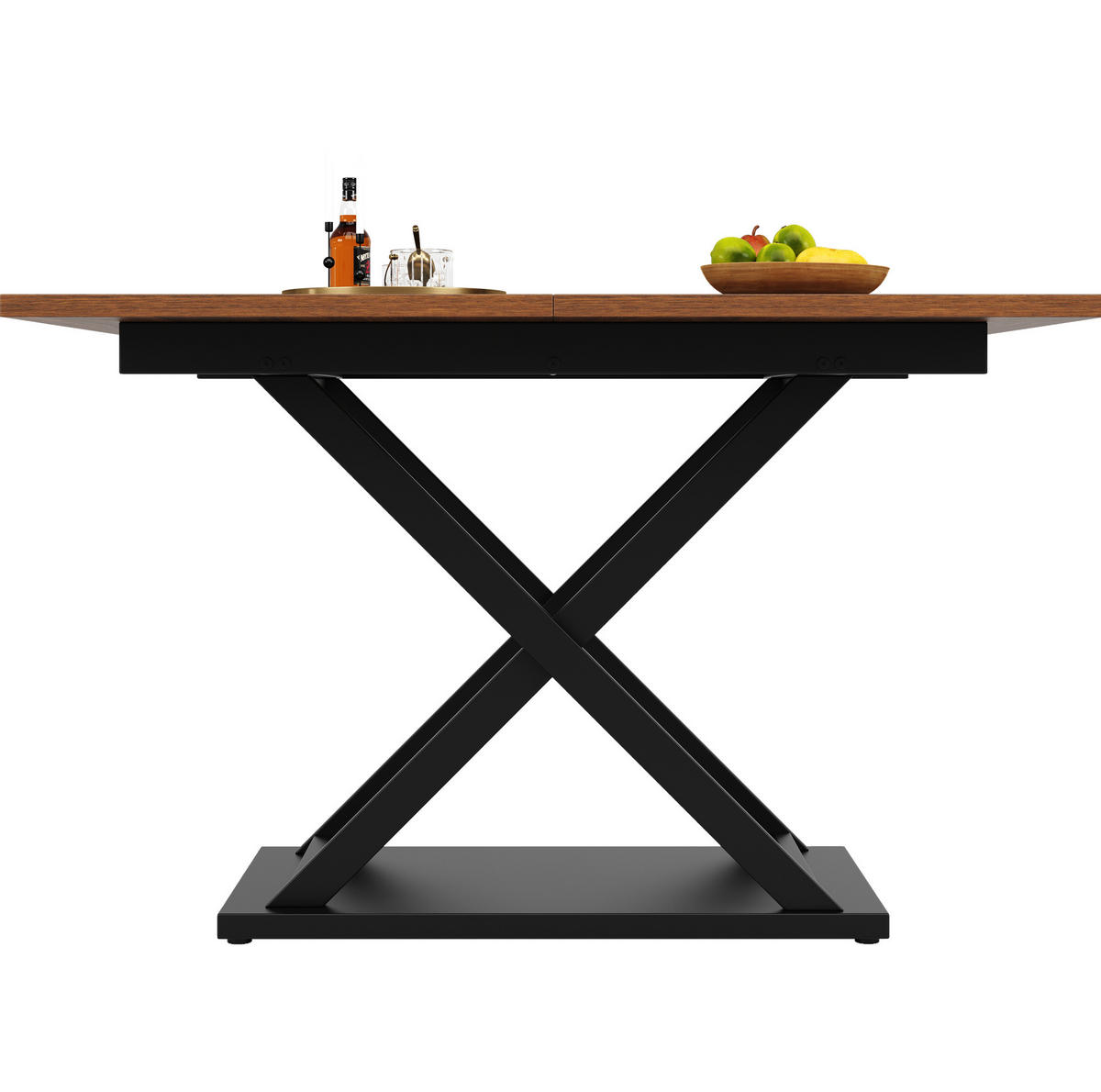 JEDÁLENSKÝ stôl 120-160/80 cm, MDF, orechová/čierna, rozkladací - farba vlašského orecha, kompozitné drevo (160/80/75cm) - BEAOK