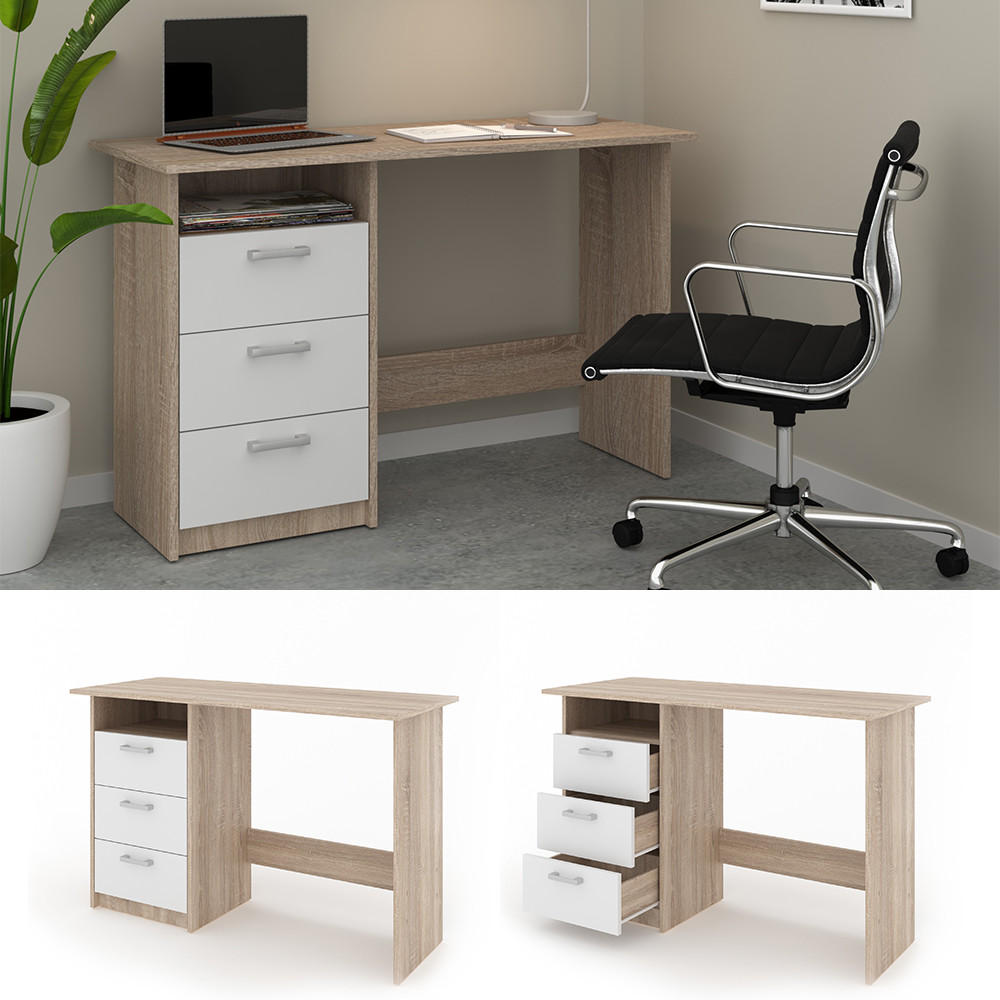 SCHREIBTISCH Meiko Weiß/Sonoma 120 x 50 cm - Weiß/Sonoma Eiche, Holzwerkstoff (50/120/76.6cm) - Vicco