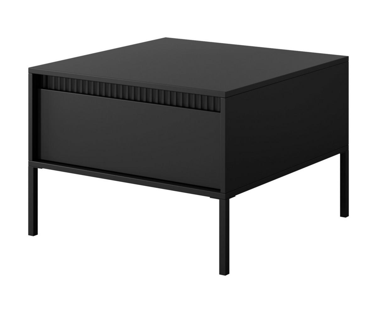 COUCHTISCH Trentinis 1S Schwarz 68/48,4/68 cm – Geriffelten Fronten - Schwarz, Holzwerkstoff/Metall (68/68/48.4cm) - AX Living