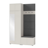 GARDEROBE NAPOLI 4 mit POLSTERPANEELEN SCHWARZ - Beige/Schwarz, Holzwerkstoff (140/229/40cm) - Jerpax