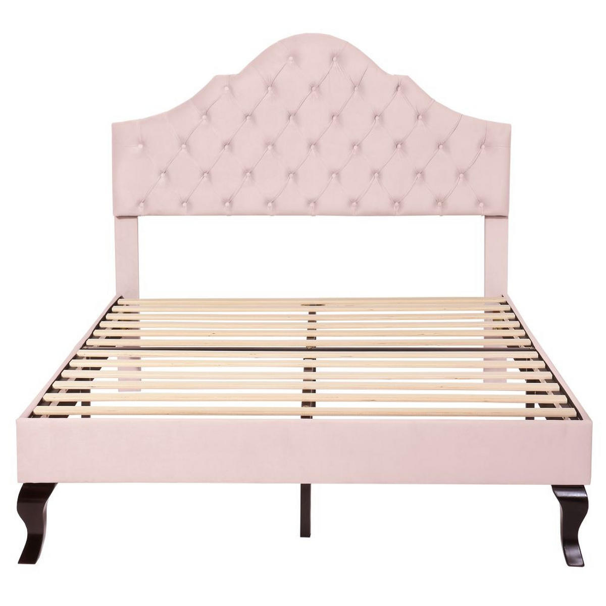 POLSTERBETT 140/200 cm in Rosa Samt,Höhenverstellbares - Pink, Holz/Textil (140/200cm) - KOMHTOM