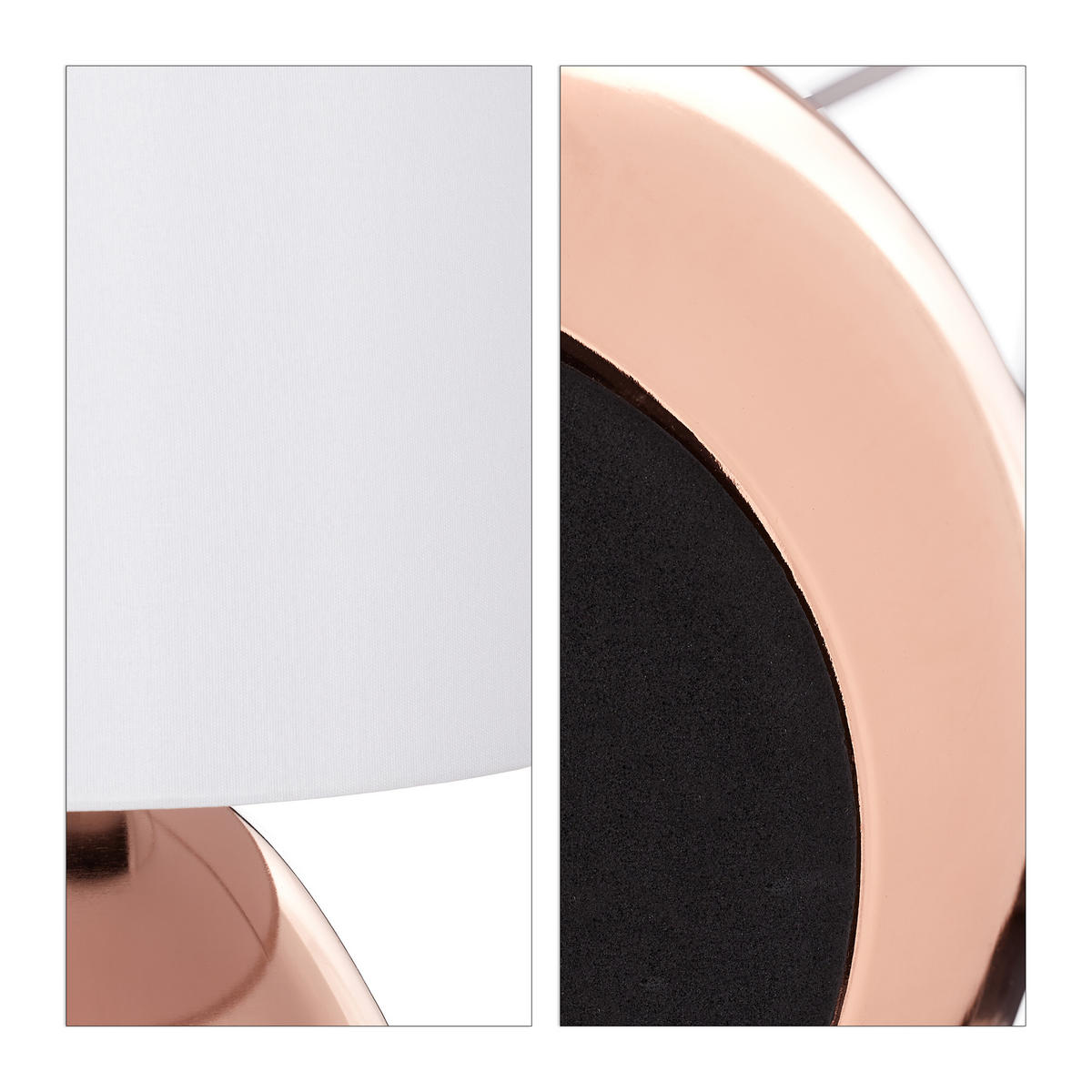 2 x Nachttischlampe - Roségold, Kunststoff/Textil (18/18/33.5cm) - Relaxdays