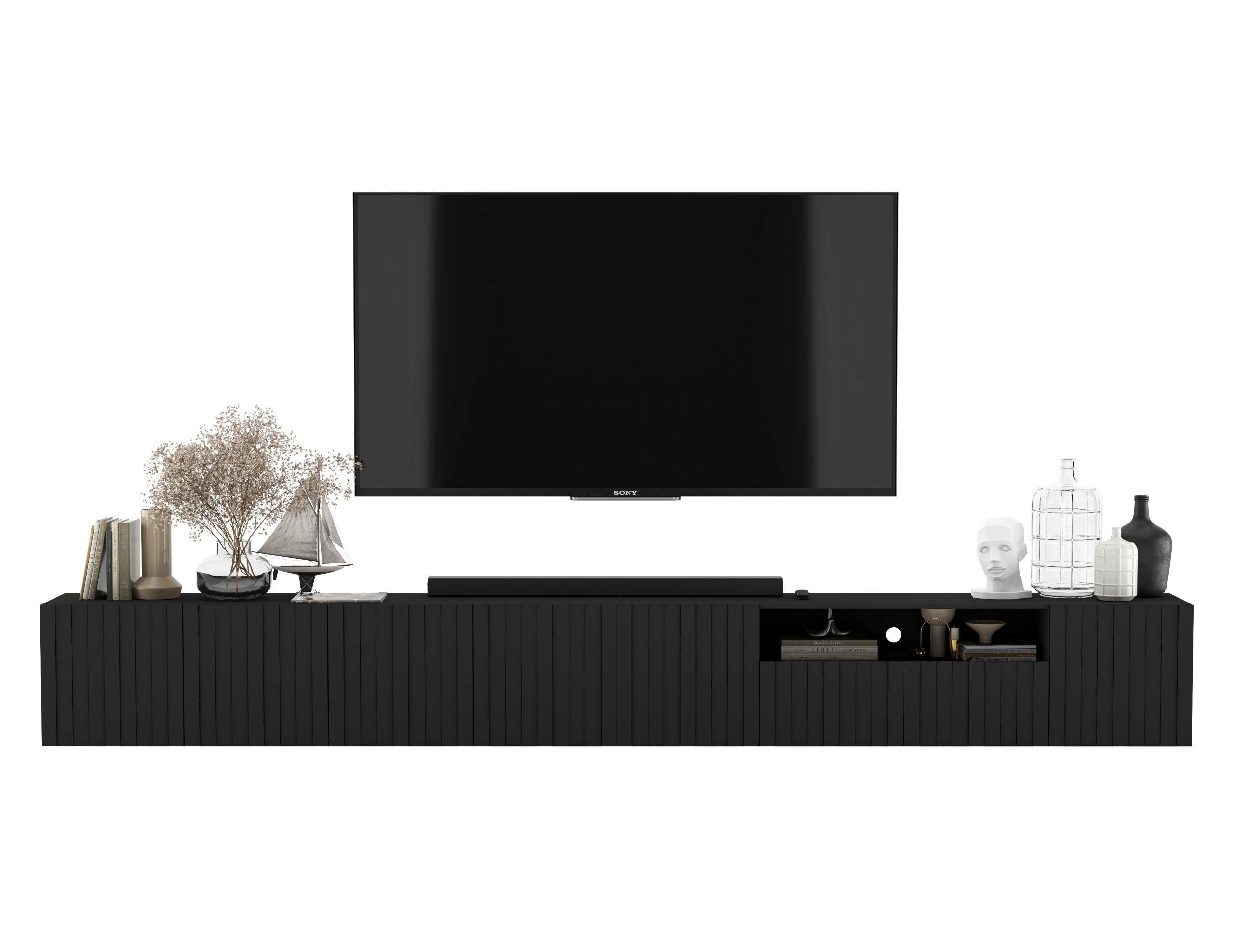 Meble Lindner Tv-Lowboard Schwarz 300x37.5x36.5 cm