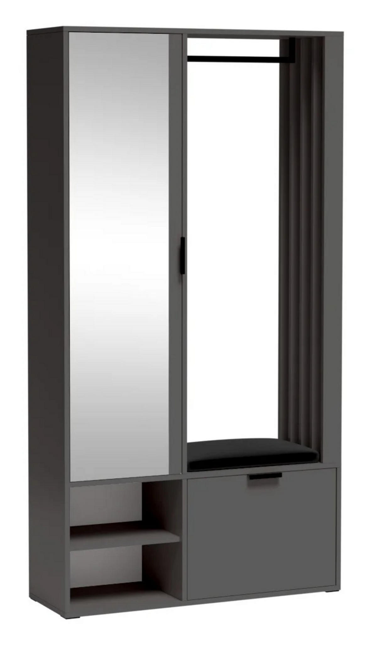 GARDEROBENSCHRANK MILANO UNI Sitzbank - Graphitfarben, Holzwerkstoff (100/190/33cm) - Meblini