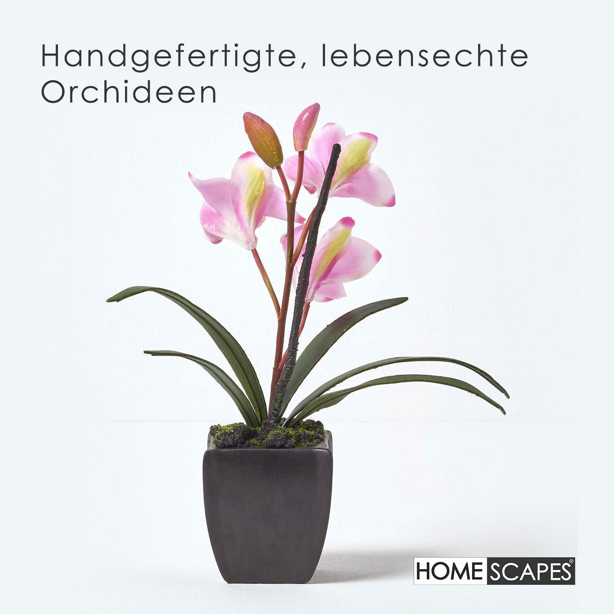 KUNSTBLUME Orchidee rosa im Deko-Topf, 38 cm - Rosa, Kunststoff (38cm) - Homescapes