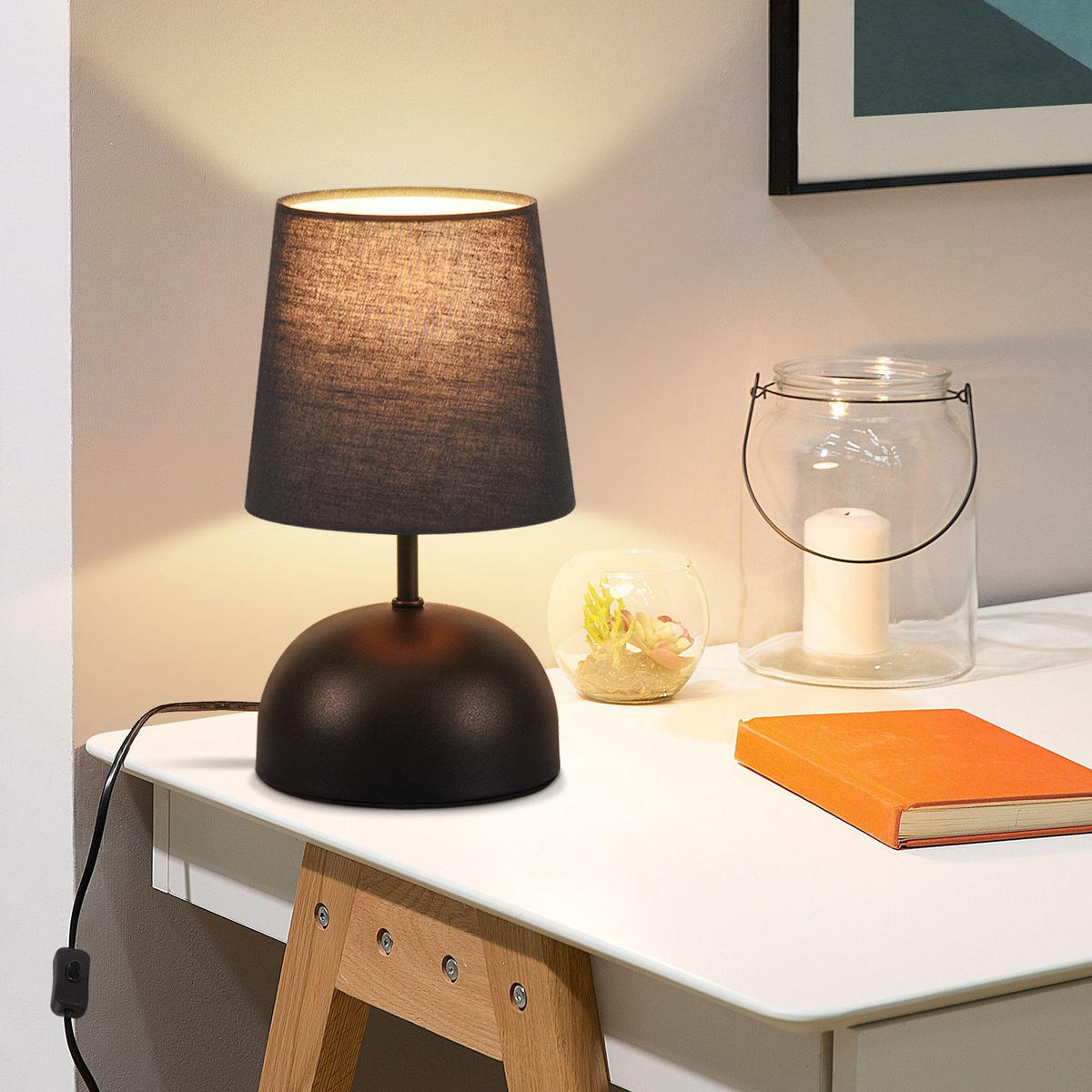 TISCHLAMPE Lior 14/14/24.5 cm - Schwarz, Metall (14/14/24.5cm) - ZMH