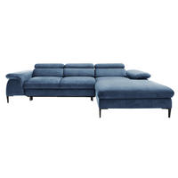 ECKSOFA L-Form 290 cm Amaro M mit Schlaffunktion, Rechts, Dunkelblau - Dunkelblau, Holz (182/288cm) - Emporius