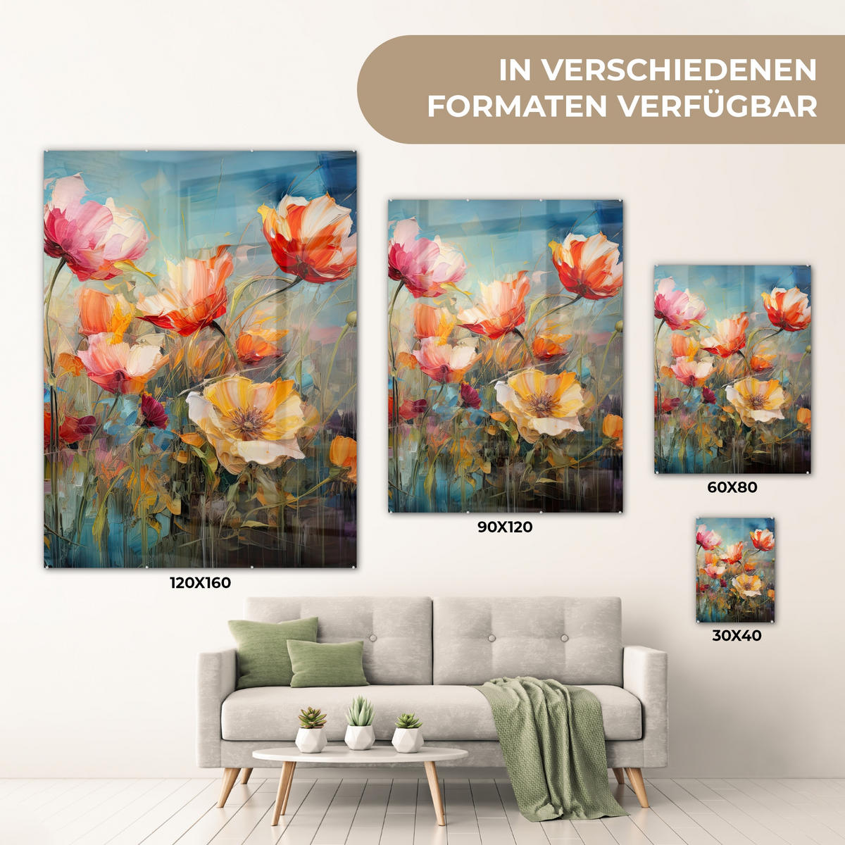 OBRAZ NA AKRYLOVOM SKLE Kvety - Akvarel - Umenie - Botanické - Príroda 60x80 cm - oranžová, sklo (60/80cm) - MuchoWow