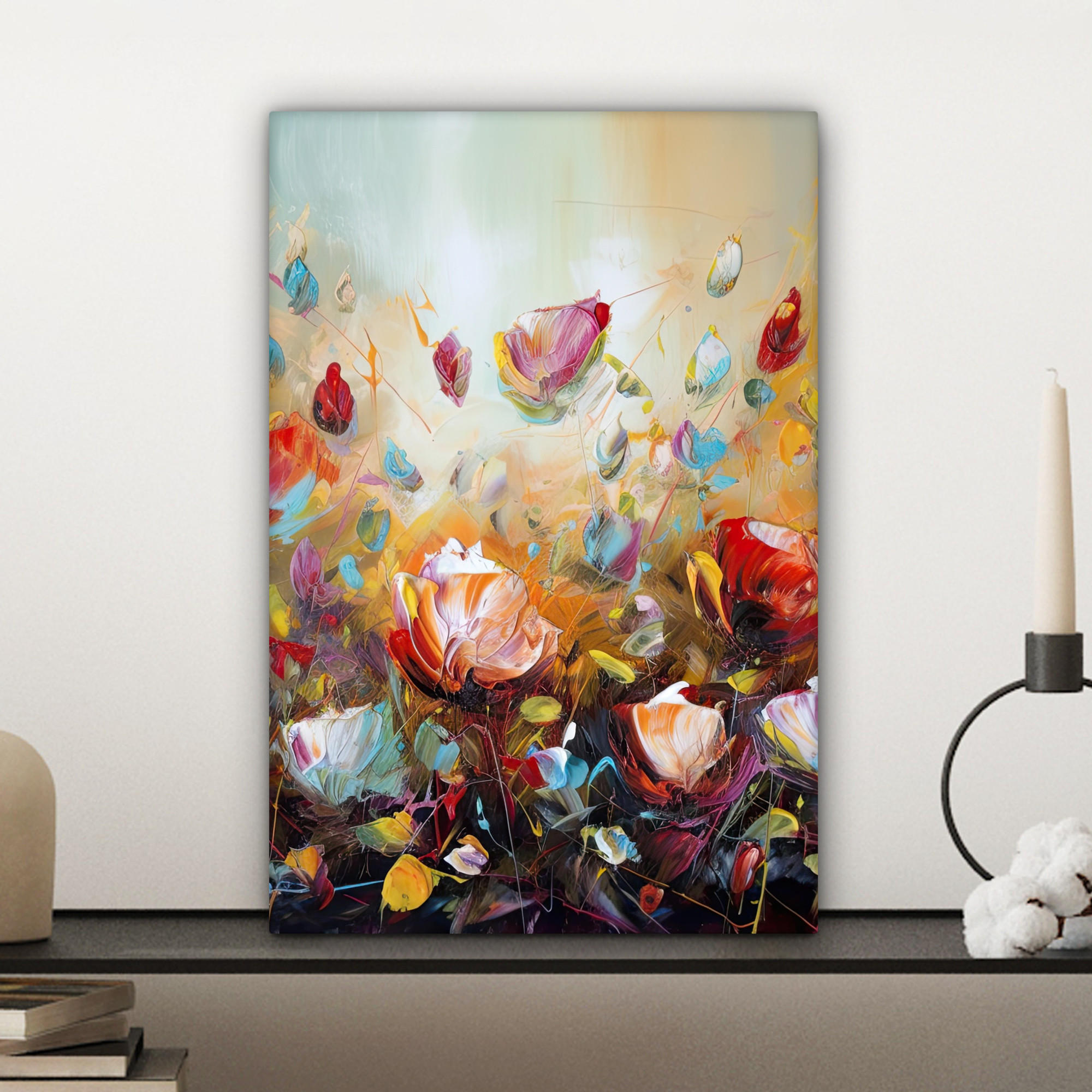LEINWANDBILD Blumen - Kunst - Natur - Ölgemälde 20x30 cm - Multicolor, Textil (20/30cm) - MuchoWow