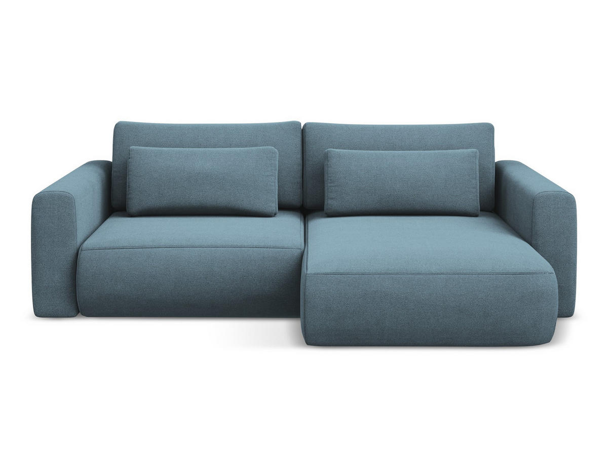 ECKSOFA mit Schlaffunktion Strukturstoff Stoff Blau - Blau/Schwarz, Kunststoff/Textil (240/149cm) - Makamii