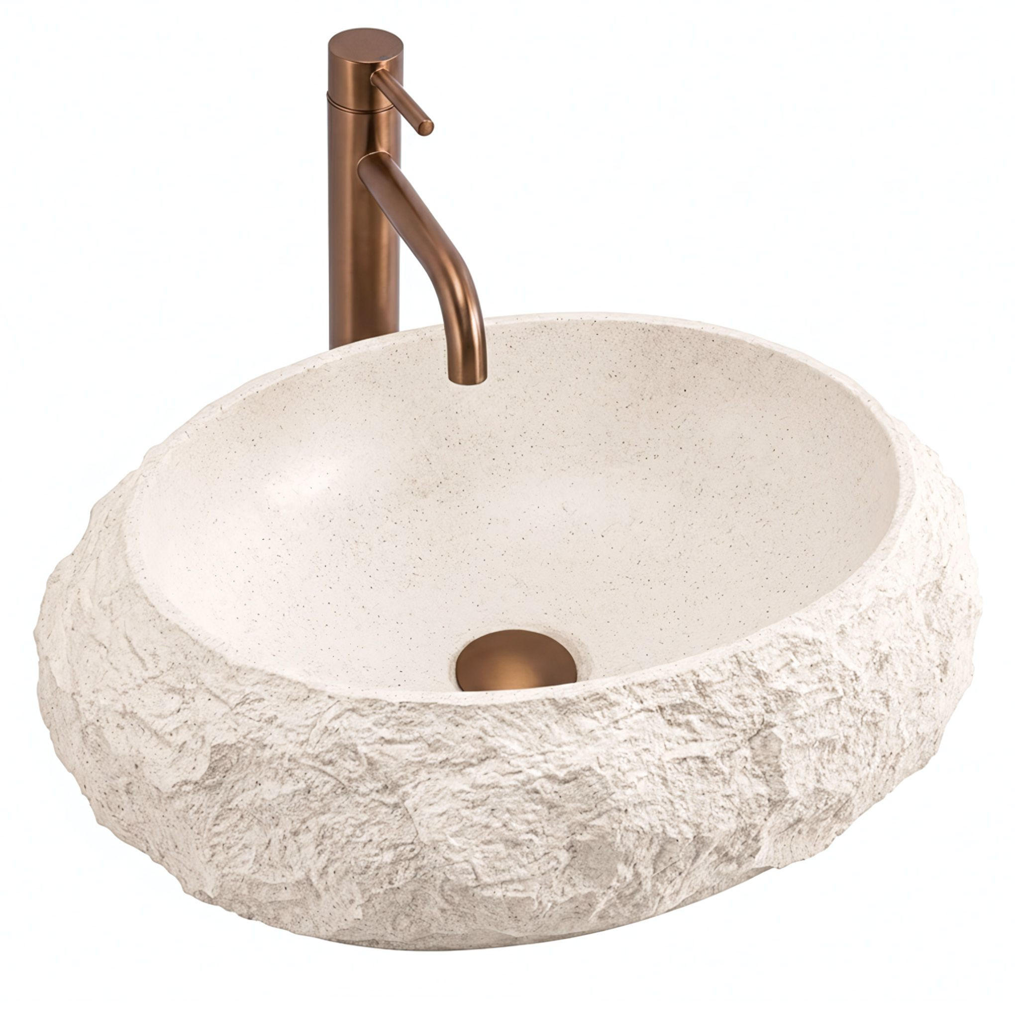 AUFSATZWASCHBECKEN MIKA WARM BEIGE 50/38/15 cm - Beige, Stein (50/15/38cm) - REA