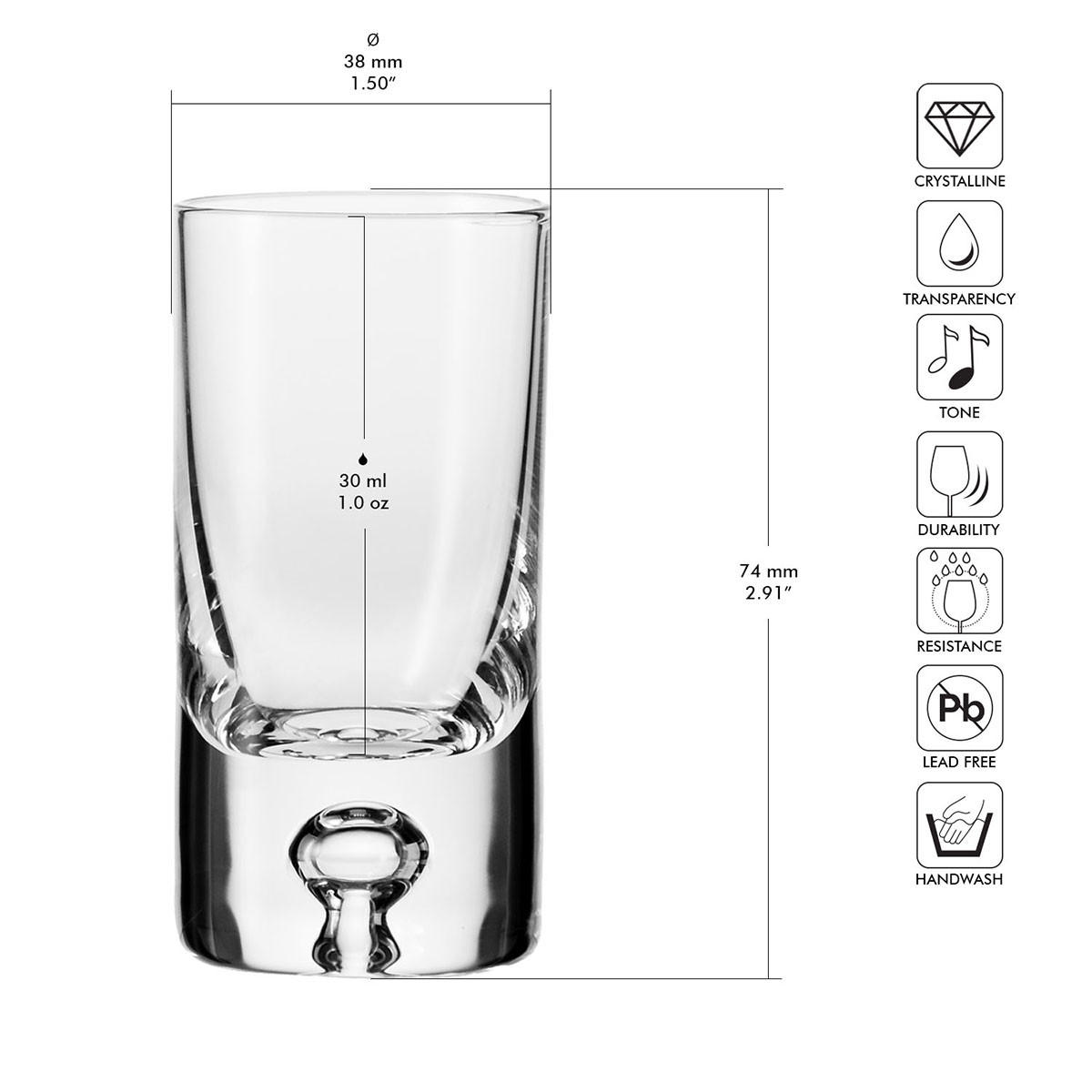 WODKAGLÄSER Lagrima, 6er-Set, 30 ml - Transparent, Glas (0.03L) - Krosno Glass