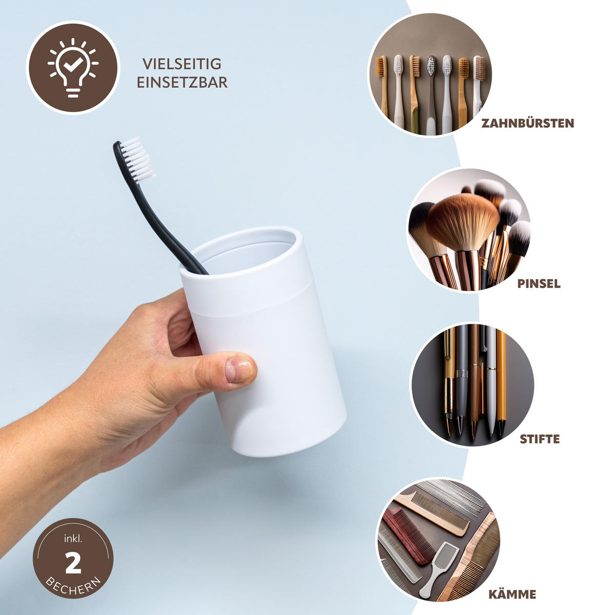 BADEZIMMER-SET SAVONA, Soft-Touch, weiß, rund - Weiß, Kunststoff (7/16/9cm) - bremermann