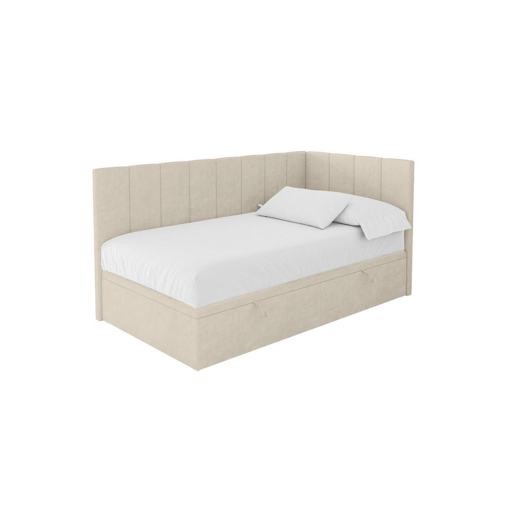 ALTDECOR JEDNOLŮŽKOVÁ POSTEL pro mládež s úložným prostorem vlevo, bez matrace - LOVY 100x200 béžová