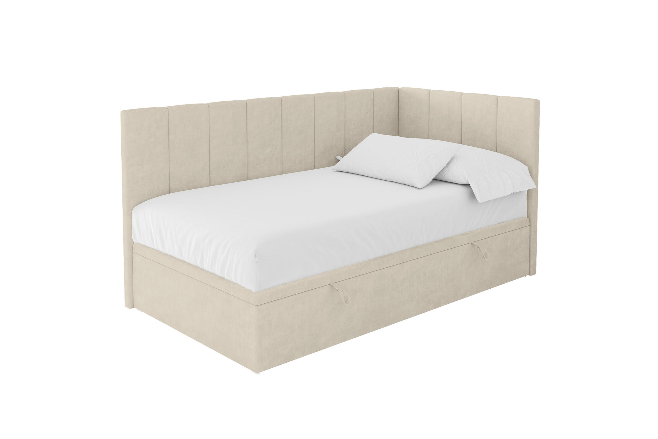 EINZELBETT Jugendbett mit Bettkasten Links, ohne Matratze - LOVY 100x200 Beige - Cappuccino, Holzwerkstoff/Textil (100/200cm) - ALTDECOR