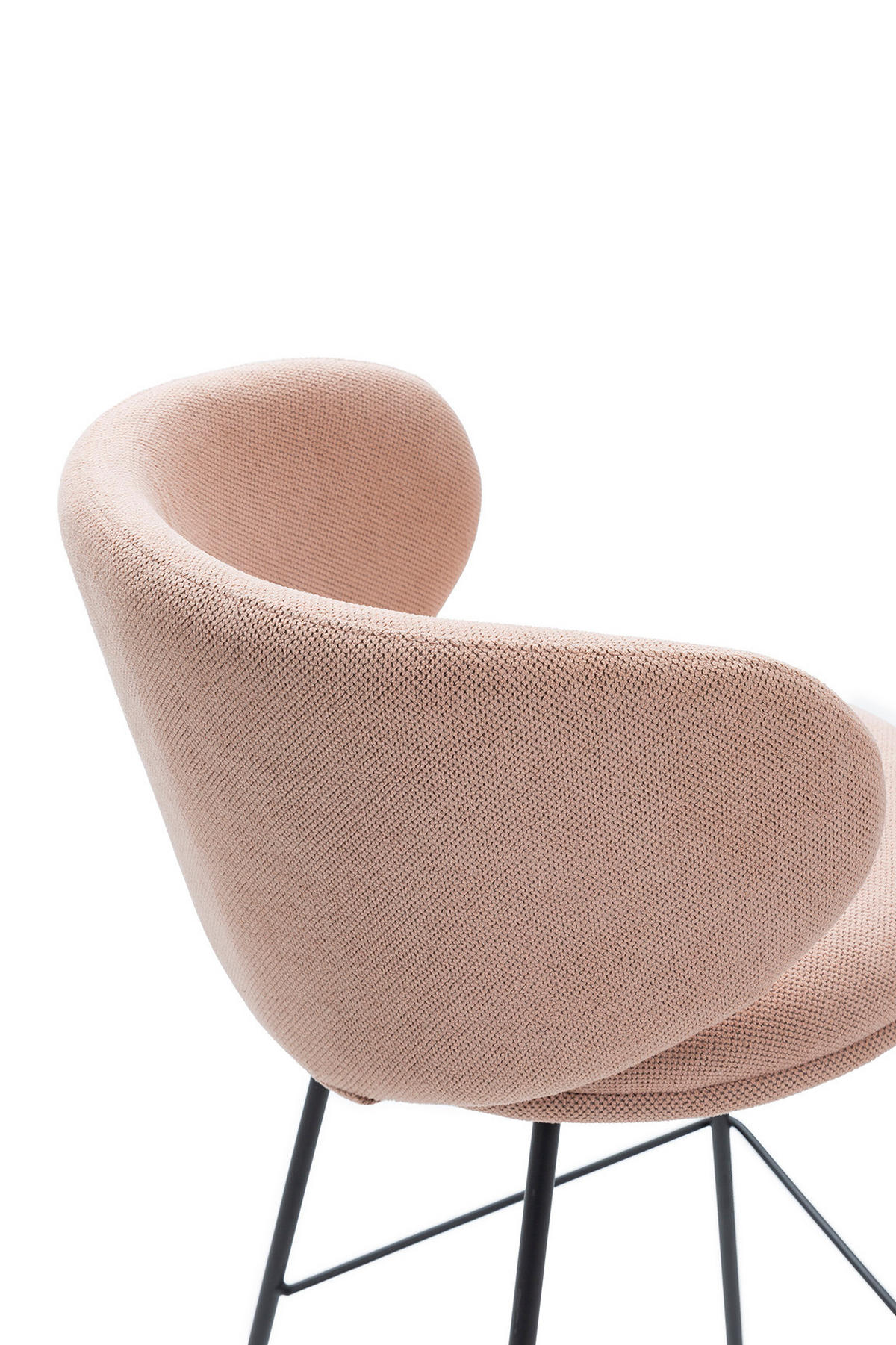 BARHOCKER (Set aus 2) aus Stoff mit schwarzen Metallbeinen - rush 56/53/65 cm - Pink, Textil (53/65/56cm) - Drawer