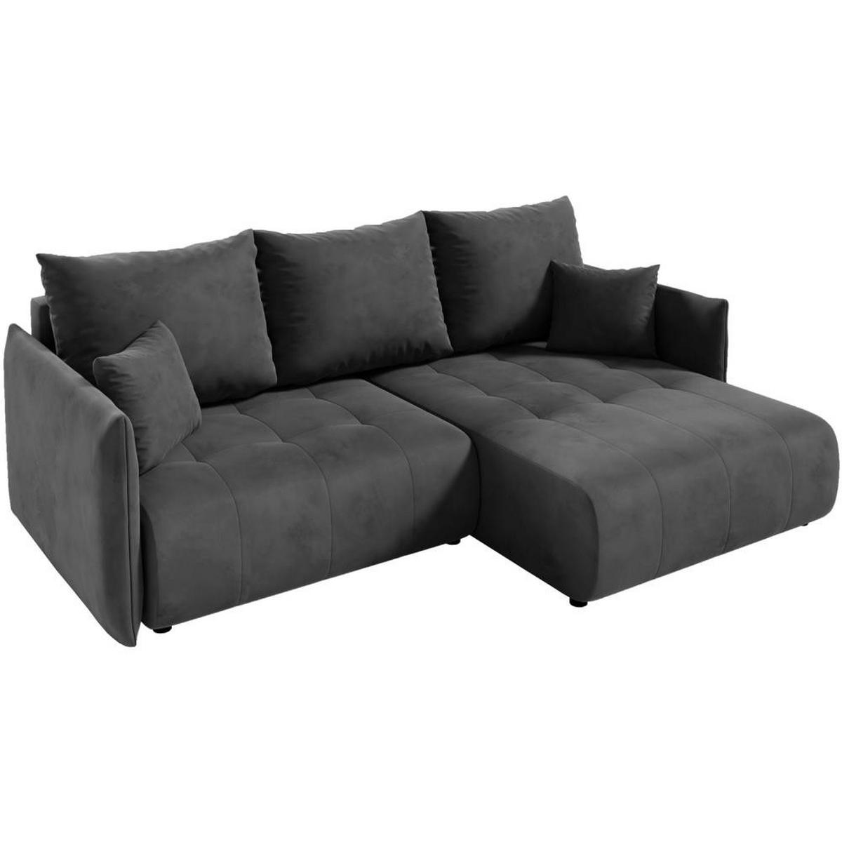 ECKSCHLAFSOFA Henry Mini dunkelgrau rechts - Dunkelgrau/Schwarz, Kunststoff/Textil (221/153cm) - Beautysofa