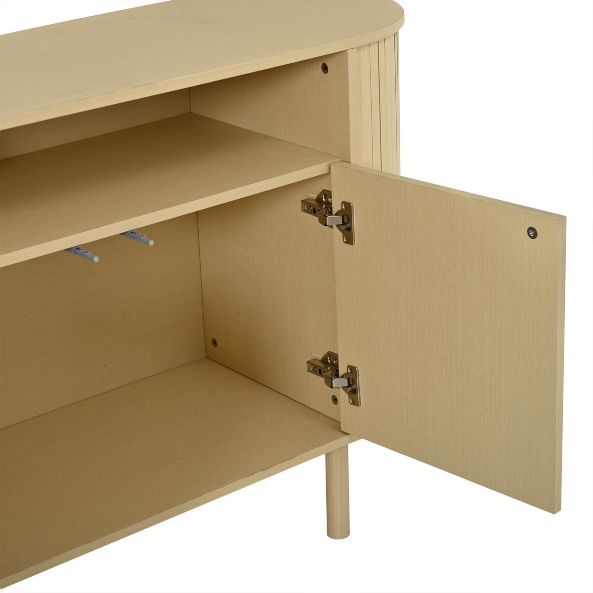 SIDEBOARD 160x40x78.5cm Naturholz mit 3 Wellentüren - Naturfarben, Holzwerkstoff (160/78.5/40cm) - FLIEKS
