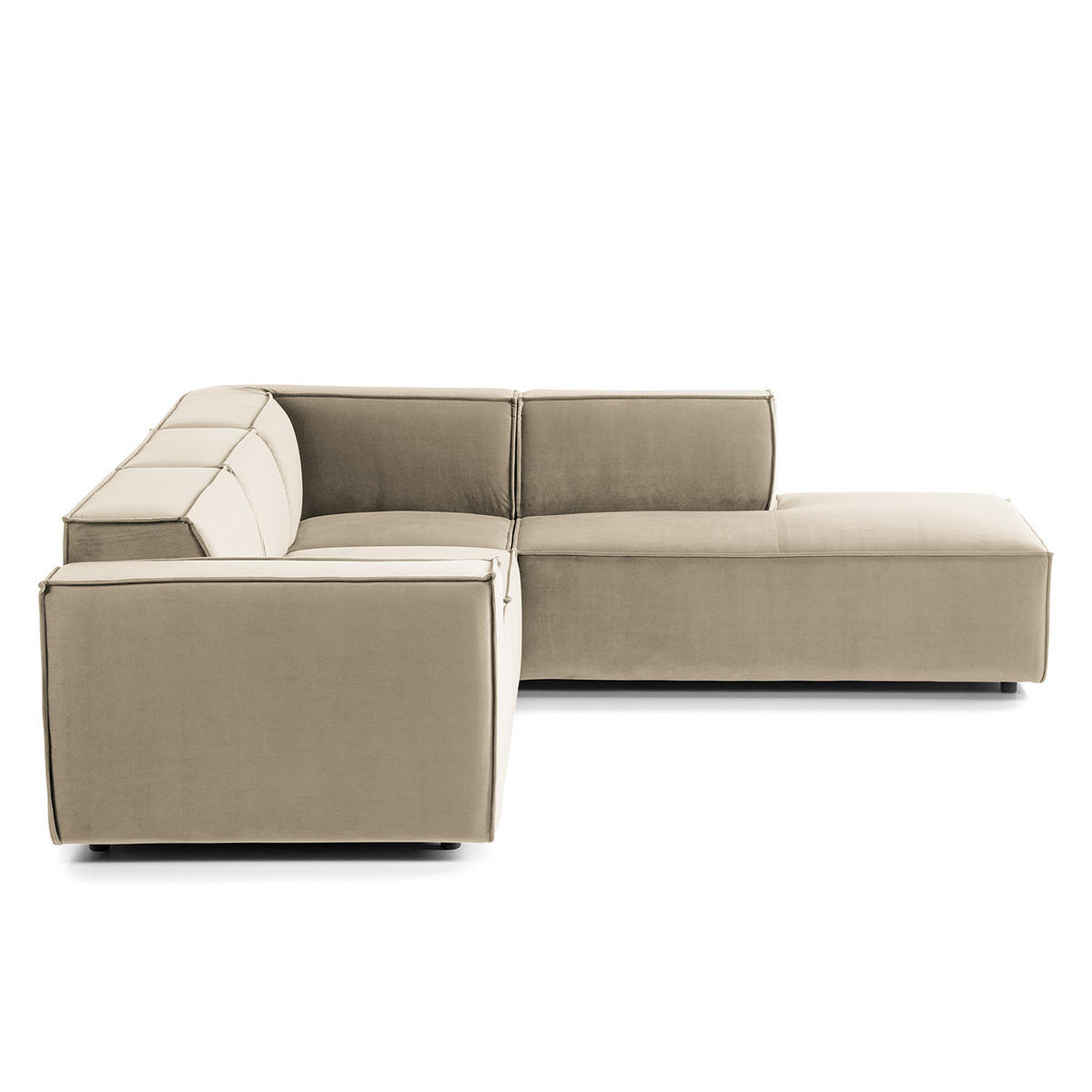ECKSOFA mit Ottomane - Beige/Schwarz, Kunststoff/Textil (260/234cm) - home24