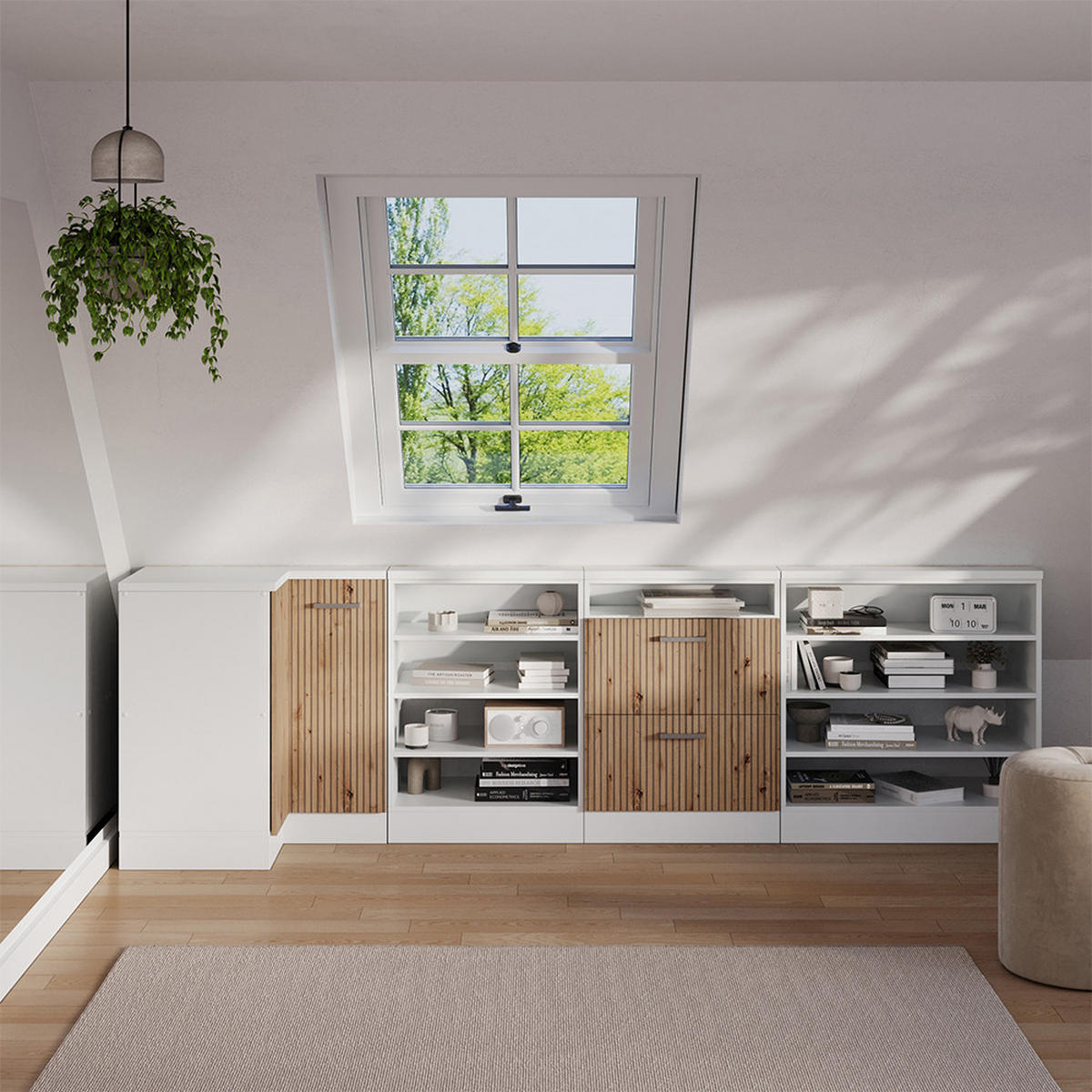 DACHSCHRÄGENSCHRANK ECKSCHRANK Rion Artisan Eiche/Weiß 75.6 x 81.6 cm mit 1 Tür - Eiche Artisan/Weiß, Holzwerkstoff (75.6/81.6/75.6cm) - Vicco