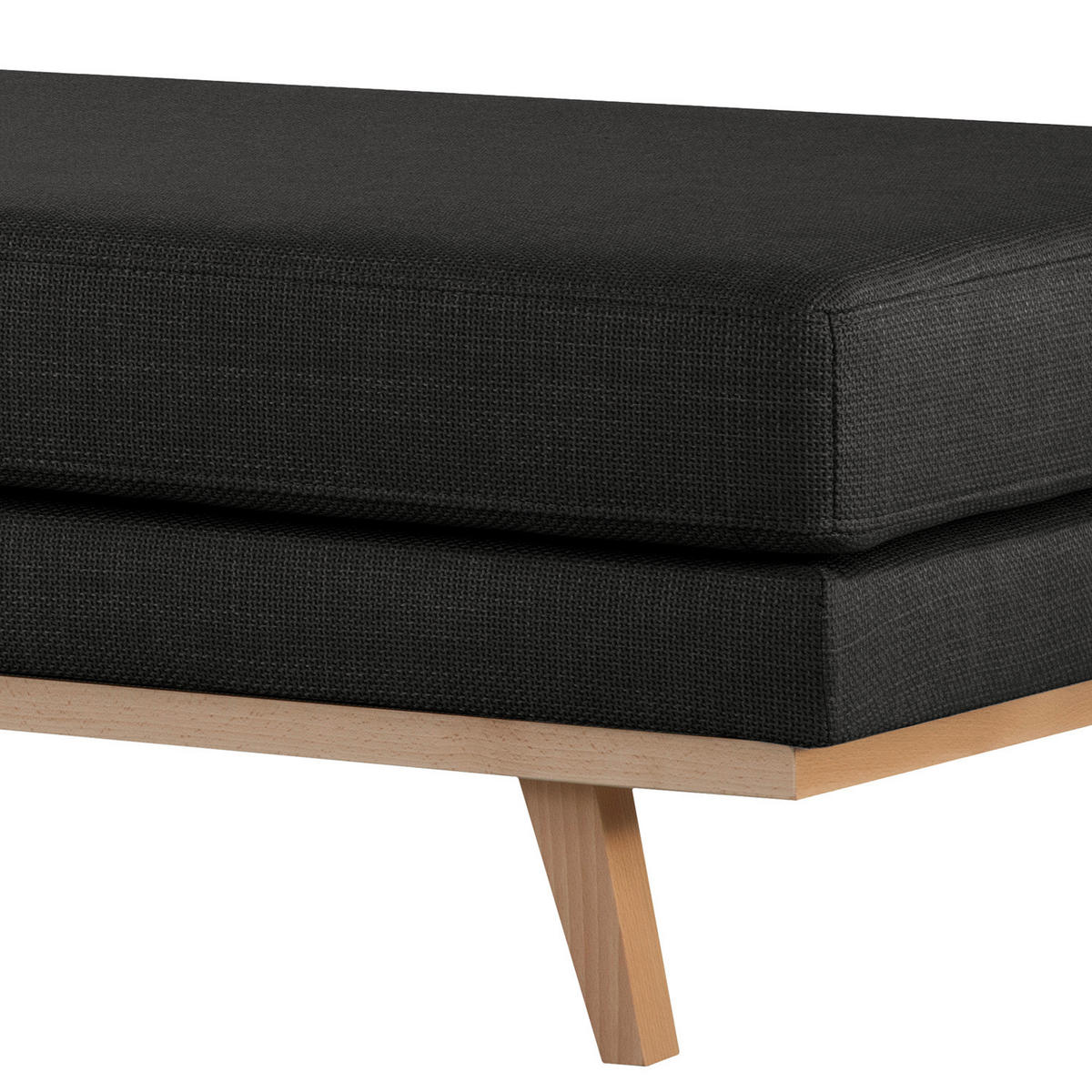 HOCKERBANK - Buchefarben/Schwarz, Buchenholz/Textil (180/43/81cm) - home24