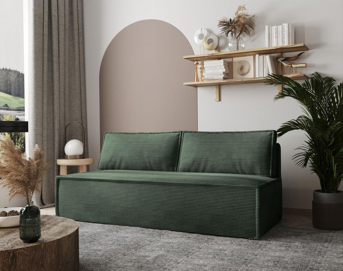 SCHLAFSOFA Amanda In Zoom - Grün, Holzwerkstoff/Textil (200/89/100cm) - Fun Möbel