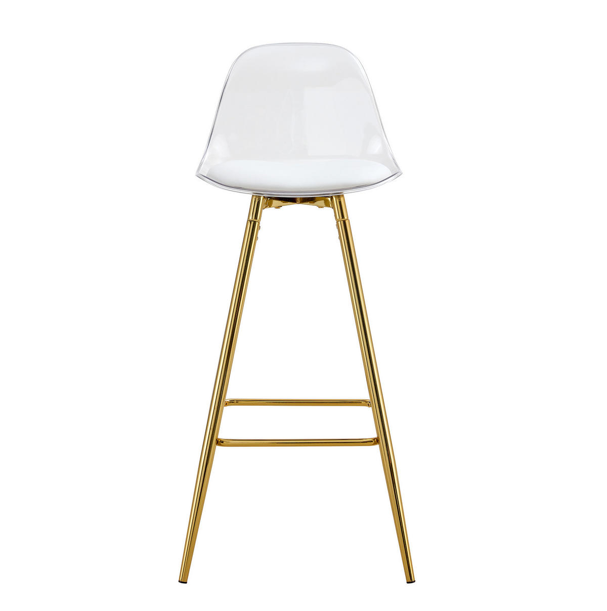 BARHOCKER 2er-Set Goldfarben Transparent mit Fußstütze - Goldfarben, Metall (33/96.5/38cm) - MIVRAY
