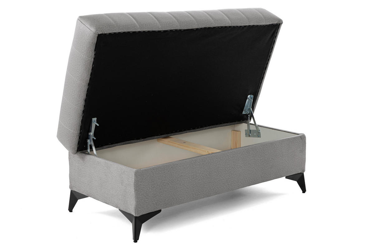 POUF PIERO 107 x 60 cm Velours Grau - Schwarz/Grau, Holz/Textil (107/43/60cm) - Muffo