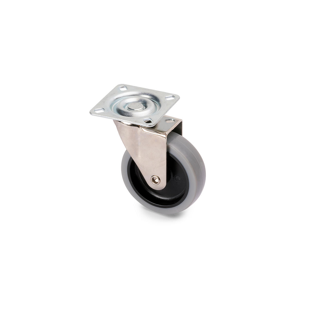 ROLLEN Slip mit Montageplatte, Durchmesser 75mm, Stahl und Kunststoff, Grau 4er-set - Grau, Metall (6/10/6cm) - EMUCA