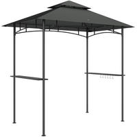 GRILLPAVILLON 240/150/258 cm dunkelgrau aus Polyester mit Doppeldach und LED - Dunkelgrau, Textil (240/258/150cm) - OKWISH