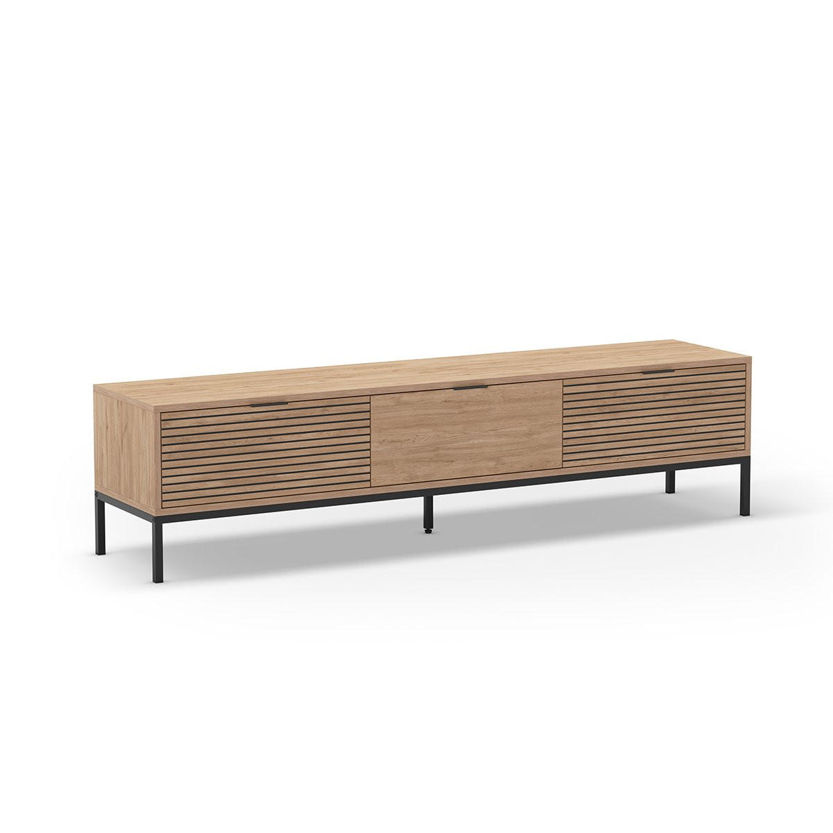 TV-MÖBEL mit 3 Schubladen und Metallfüßen Ariel - L180 cm - Beige, Holzwerkstoff (40/55/180cm) - Calicosy