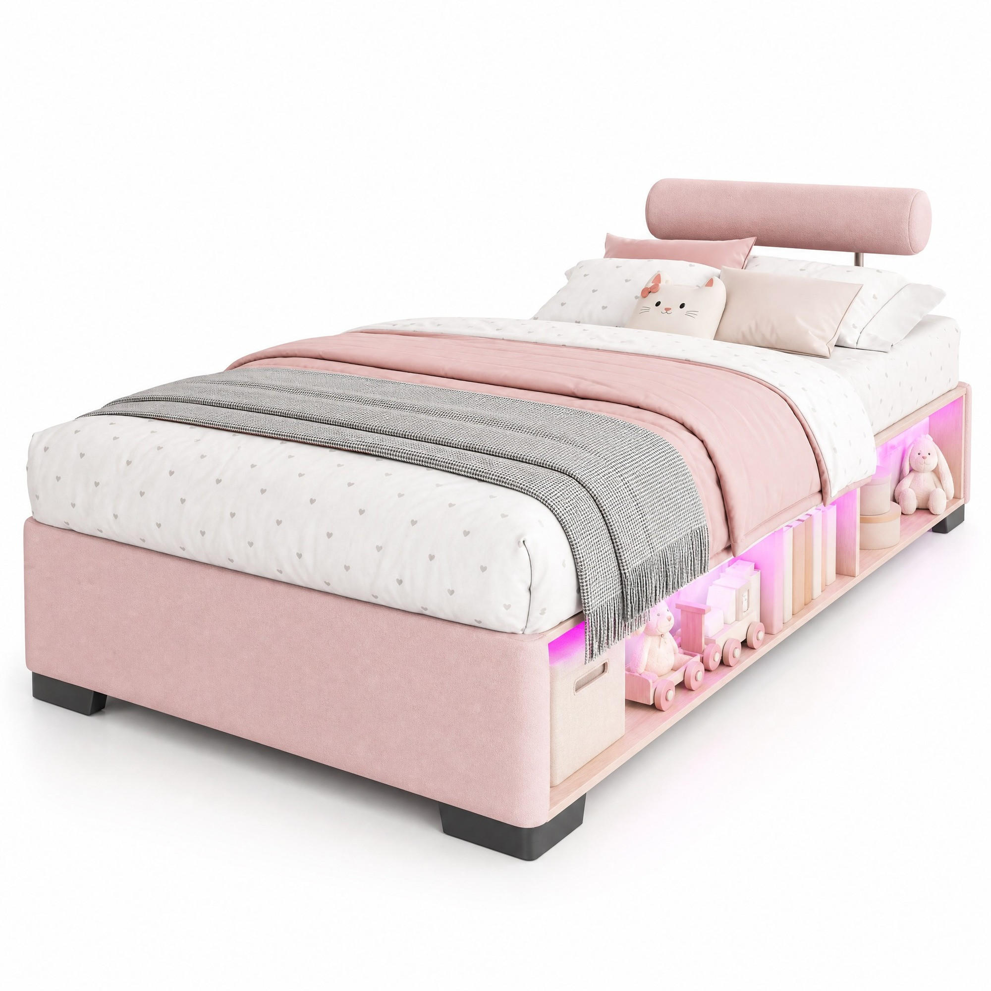 Ivmeu Kinder-Polsterbett Pink 90x200 cm