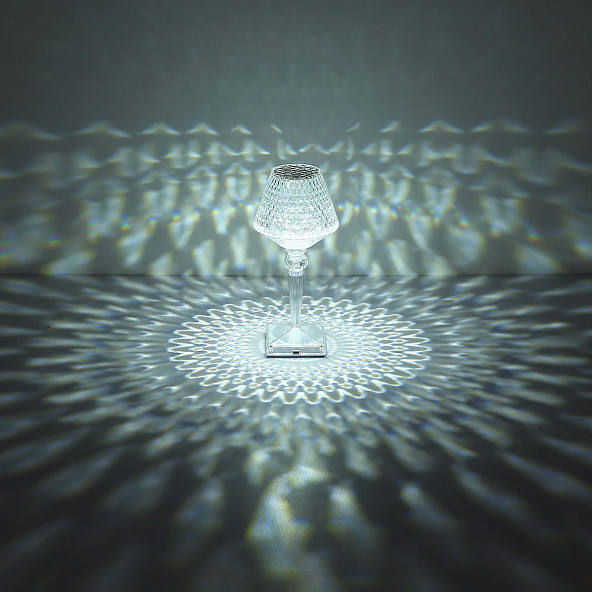LED TISCHLEUCHTE Kunststoff Kristalloptik Klar - Klar, Kunststoff (12/12/26cm) - Globo Lighting