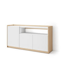 SIDEBOARD, Highboard, Weiß und Eiche Soft, 156/37/80cm - Weiß, Holzwerkstoff (156/80/37cm) - Skraut Home