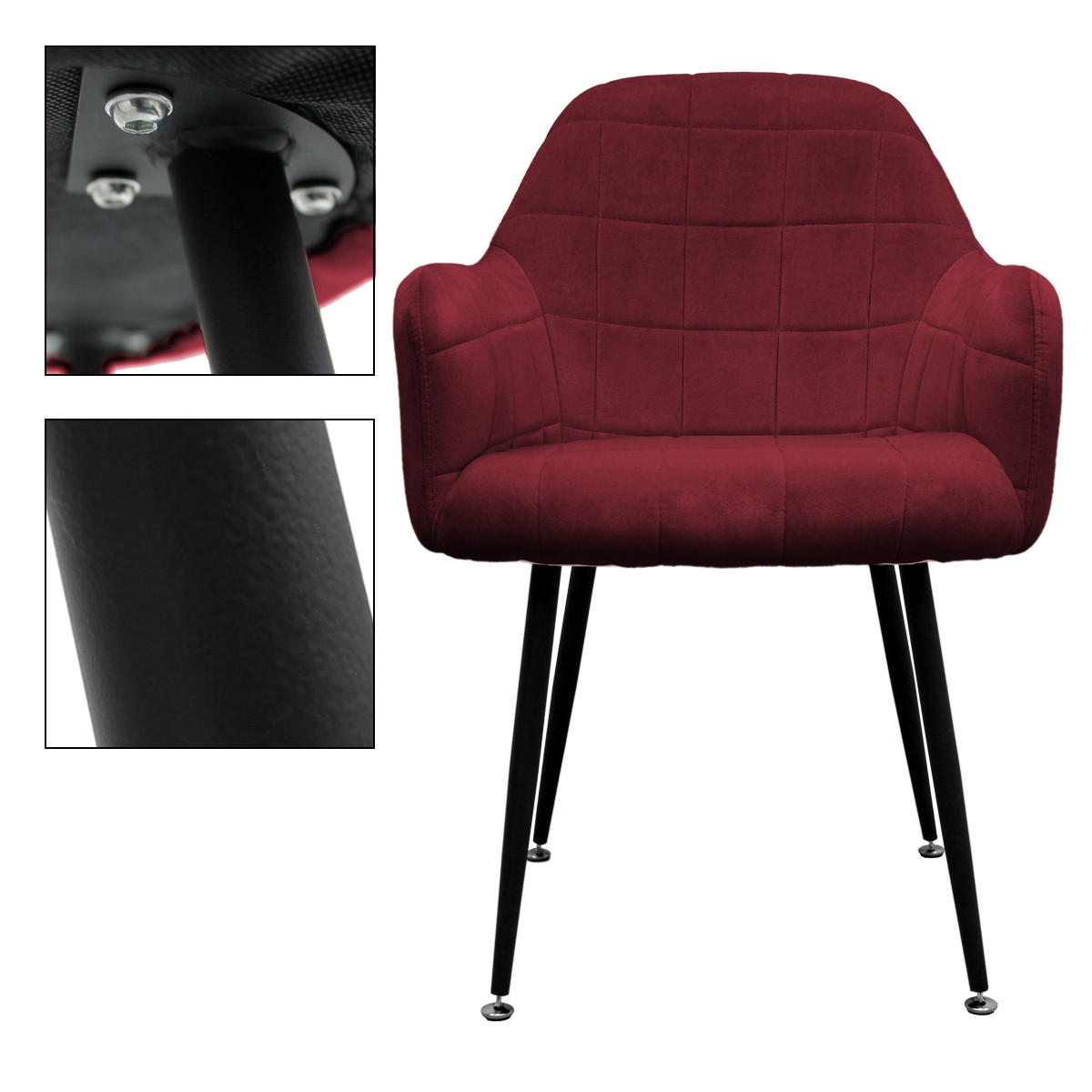 ESSZIMMERSTUHL Samt Bordeaux 2er Set - Bordeaux, Metall (60/84/58cm) - ECD-Germany