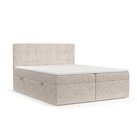 BOXBETT Tari Hellbraun 180/200 cm mit Matratze und Topper - Hellbraun/Schwarz, Holz/Holzwerkstoff (180/200cm) - Maison de Reve
