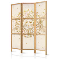 PARAVENT Japanischer 3-tlg 135x172 cm Monde Und Sterne - Beige, Holz/Textil (135/172/3cm) - Muralo