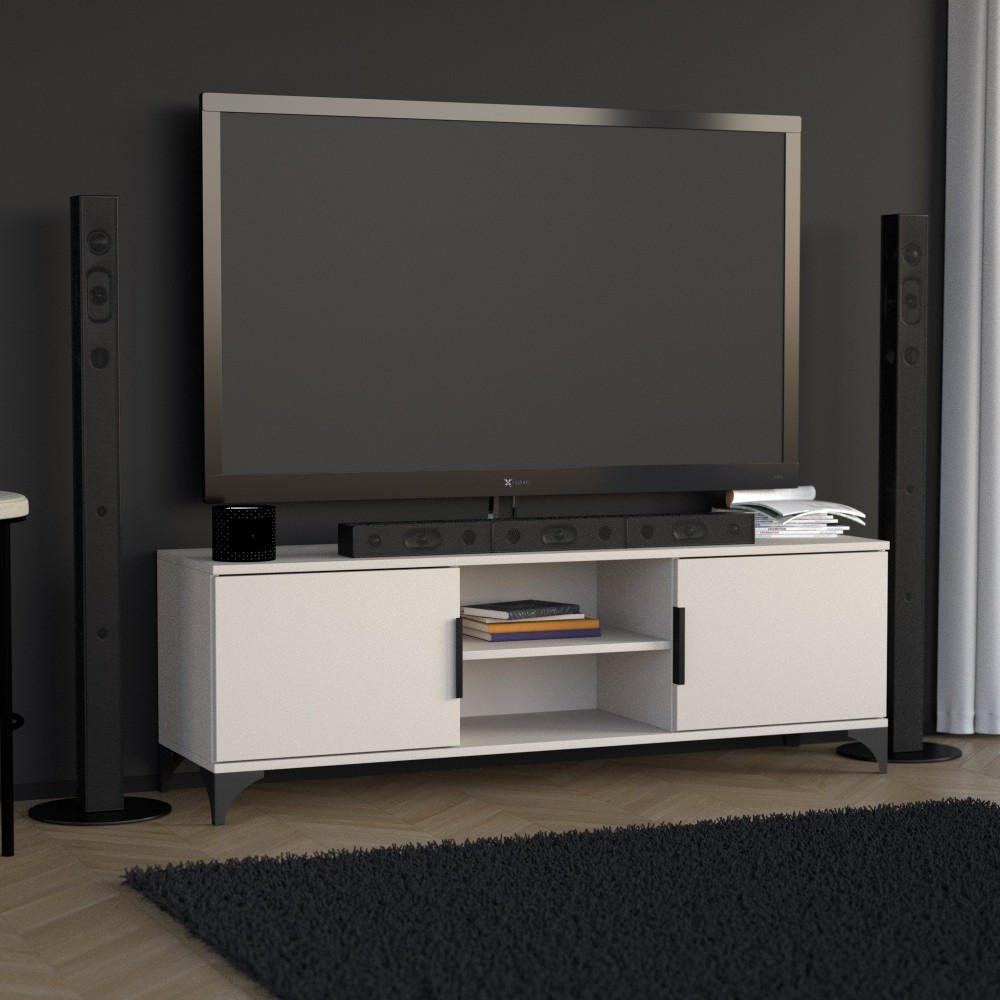 LOWBOARD Home mit 2 Türen, mit Griffen, Kaschmir - Kaschmir/Schwarz, Holzwerkstoff (150/50/40cm) - Beautysofa