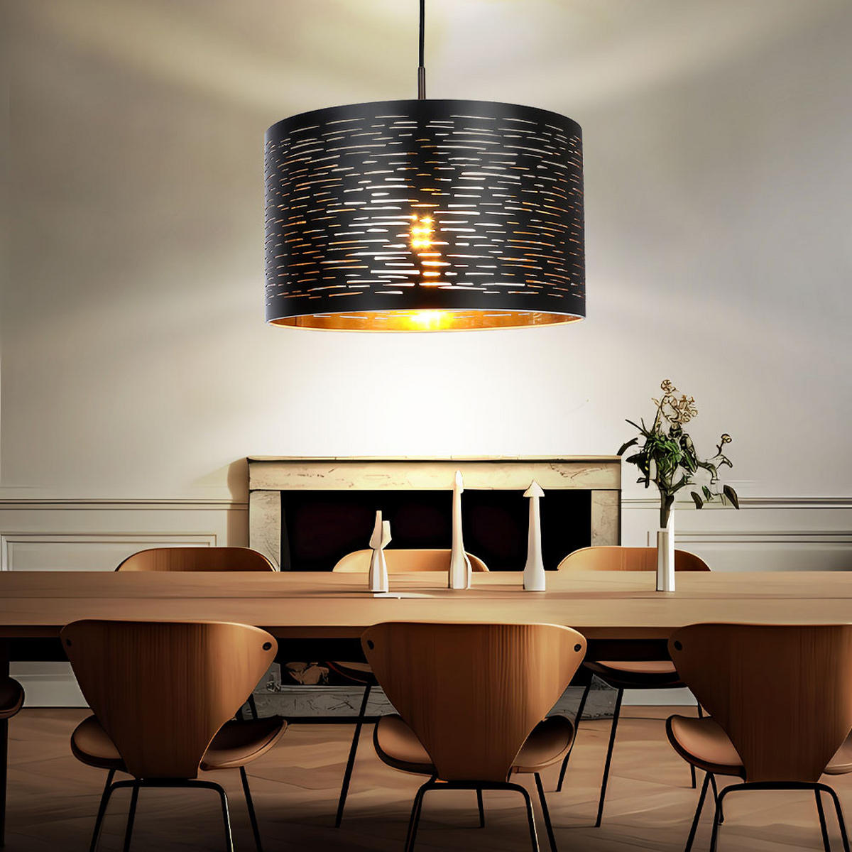 HÄNGELEUCHTE TUNNO Schwarz Kunststoff - Schwarz, Metall (38/38/120cm) - Globo Lighting