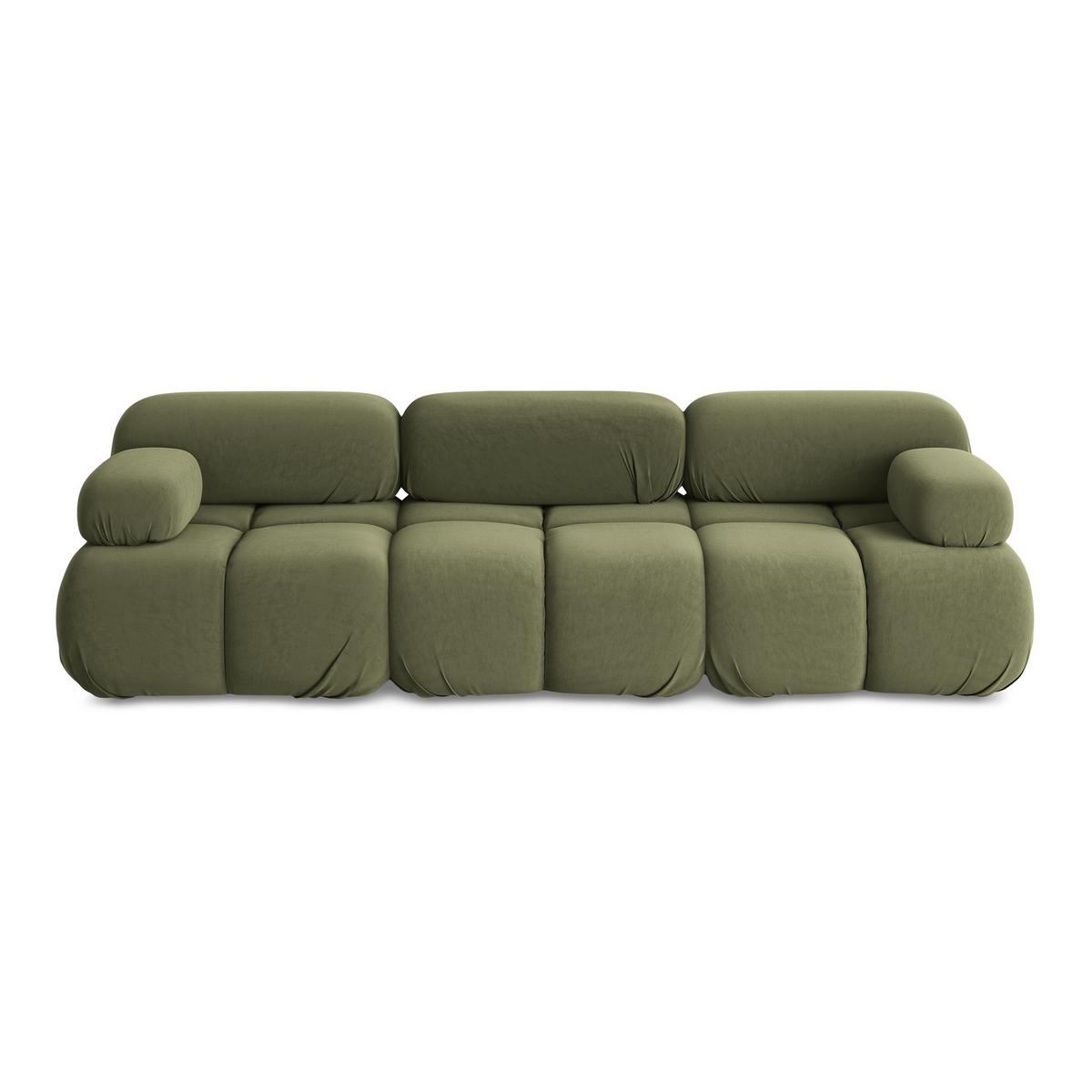 3-SITZER SOFA Samt Stoff Grün - Schwarz/Olivgrün, Kunststoff/Textil (285/70/96cm) - LaMiaSofa