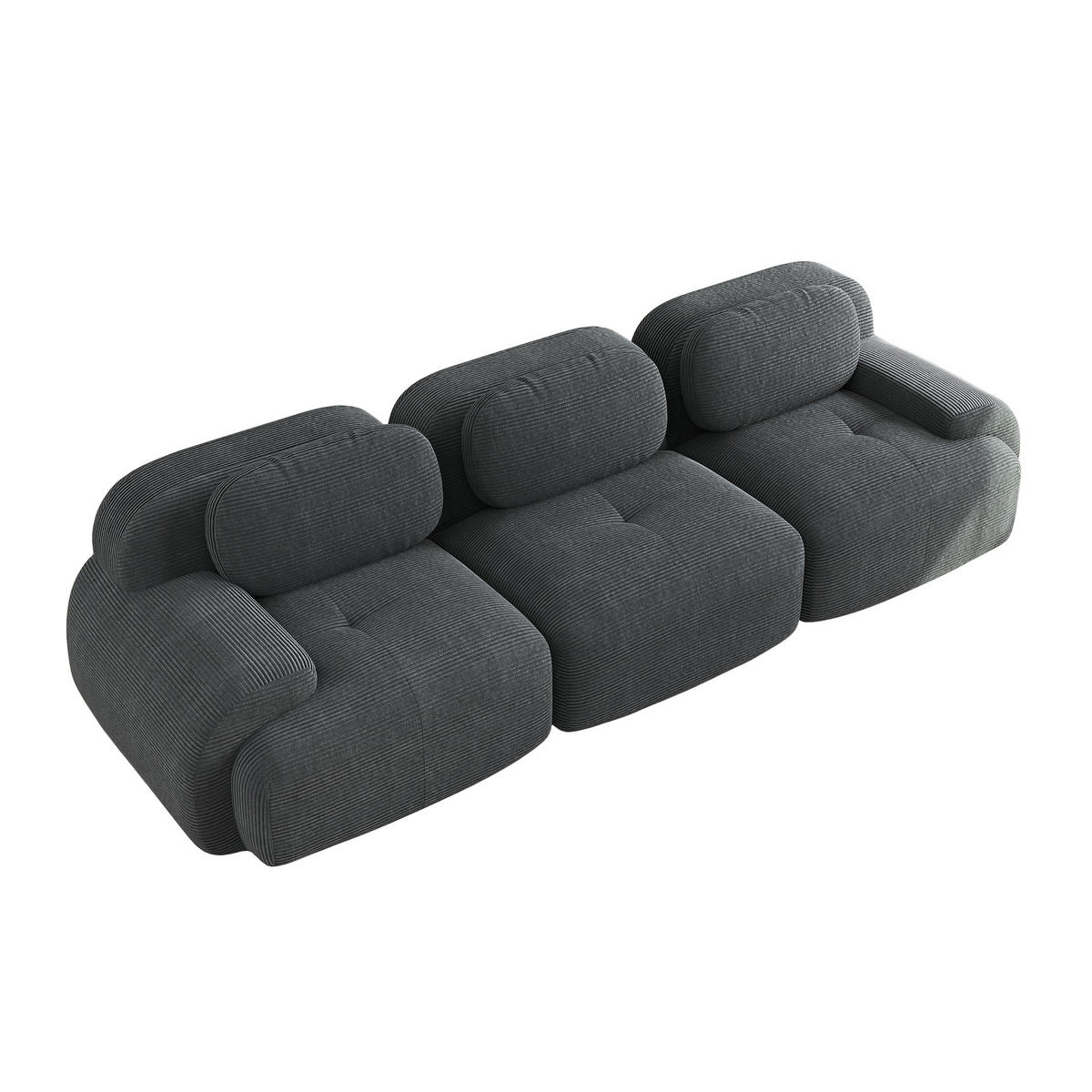 3-SITZER SOFA cordstoff grau mit rahmenlosem design & rutschfester basis - Grau, Textil (298/75/103cm) - Urban Meuble
