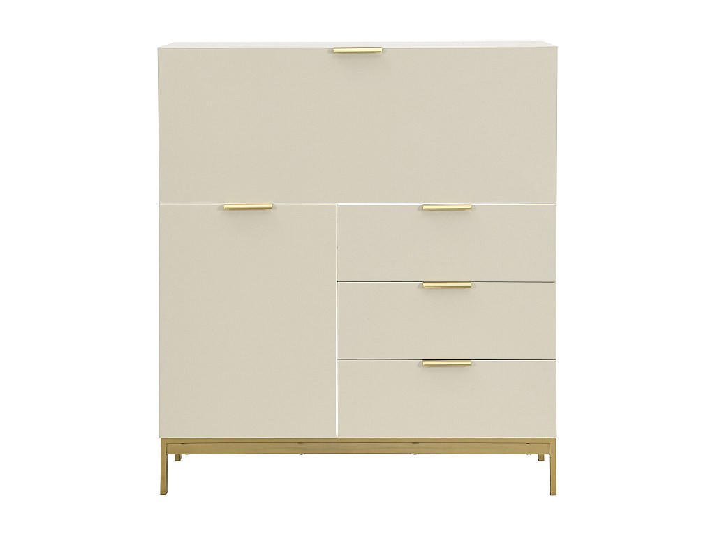 SEKRETÄR mit 2 Türen & 3 Schubladen - MDF & Metall - Beige - ERWIN - Beige, Holz (100/40/115cm) - Vente-Unique