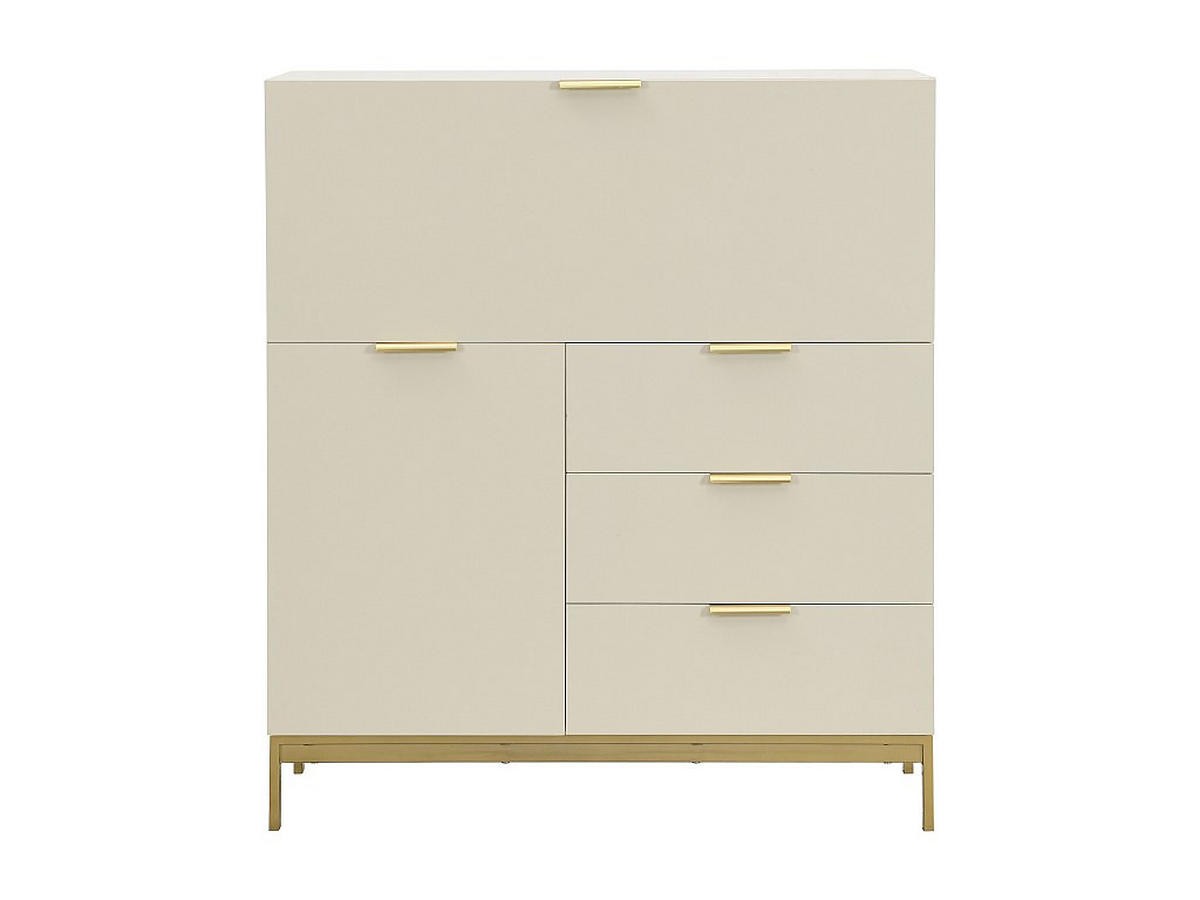 SEKRETÄR mit 2 Türen & 3 Schubladen - MDF & Metall - Beige - ERWIN - Beige, Holz (100/40/115cm) - Vente-Unique