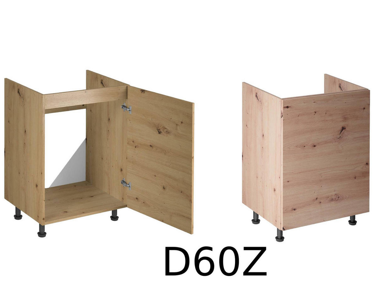 KÜCHENZEILE 240 - Langen KL2-M240 in Artisan Eiche - Schwarz/Eiche Artisan, Holz/Metall (240/212/58cm)