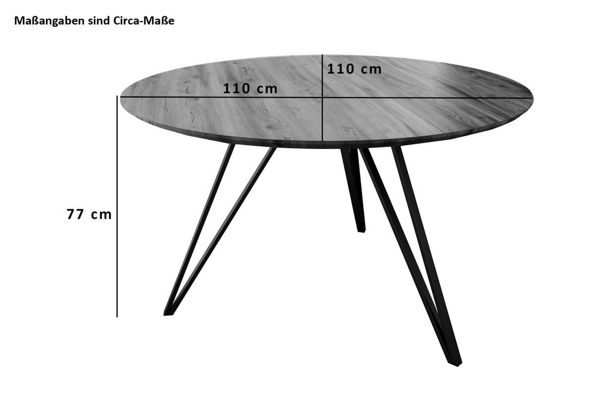 ESSTISCH INSA - Beige/Schwarz, Holz/Metall (110/110/77cm) - SAM