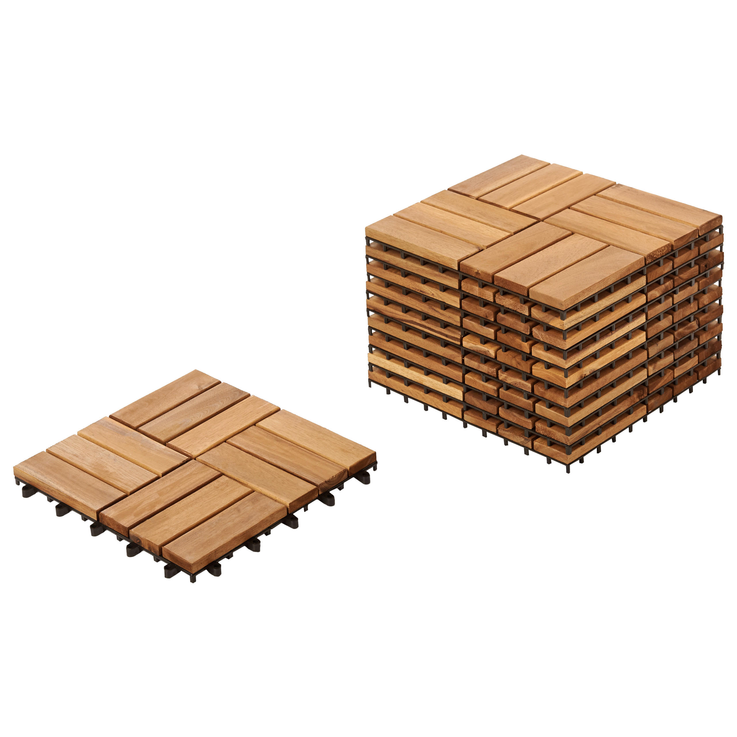 TERRASENFLIESEN 10 Stück Naturfarben Acerenza - Naturfarben, Holz (30/30cm) - Beliani