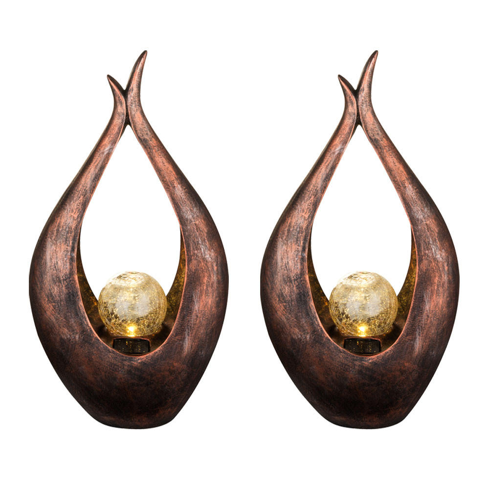 LED AUSSENLEUCHTE Bronze Glaskugel 2er Set - Bronzefarben, Glas (26.5/13/50cm) - Globo Lighting