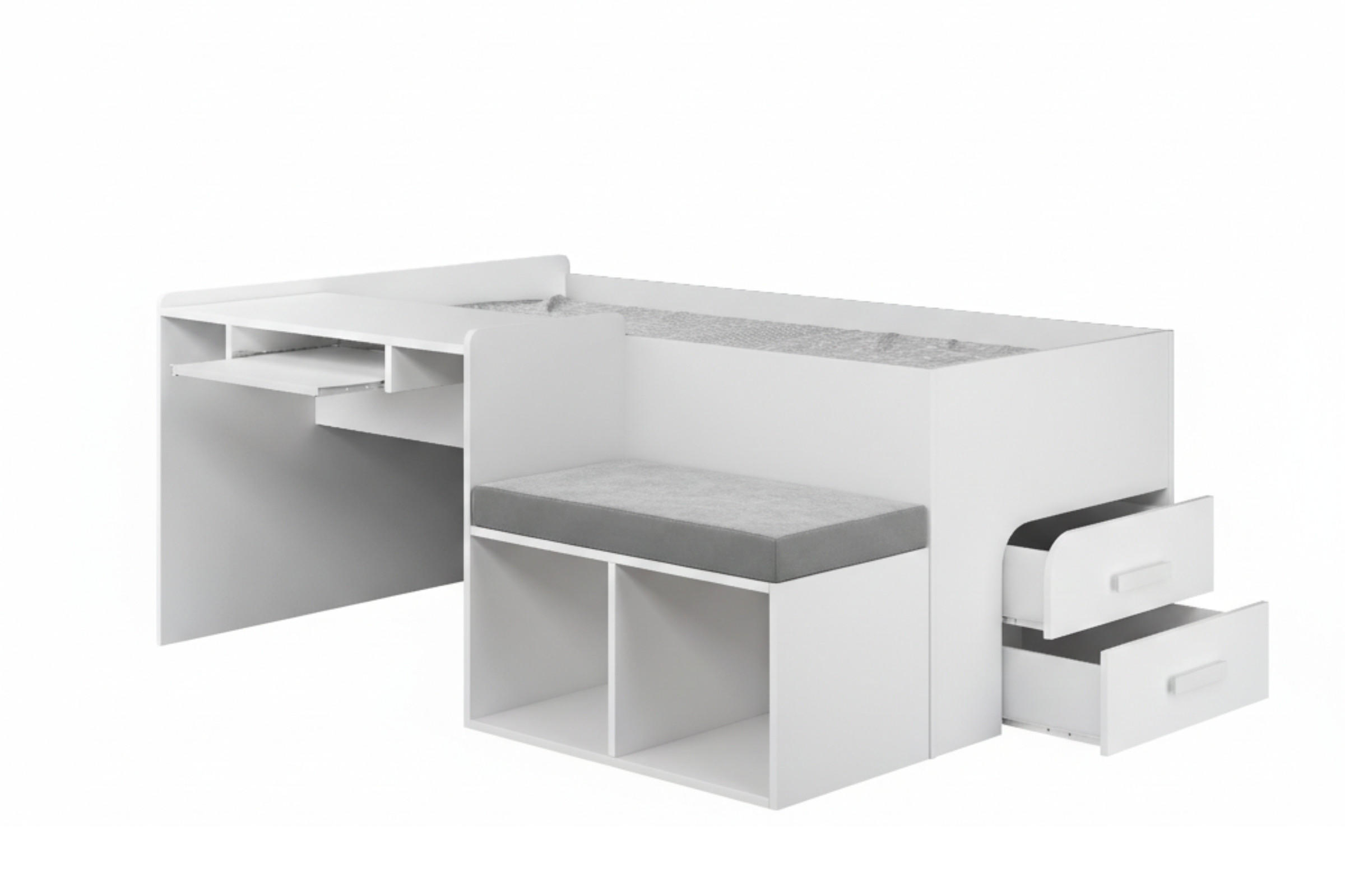 JUGENDBETT MULTI 90/200 cm in Weiß - Weiß, Holzwerkstoff/Textil (90/200cm) - Deine Möbel 24