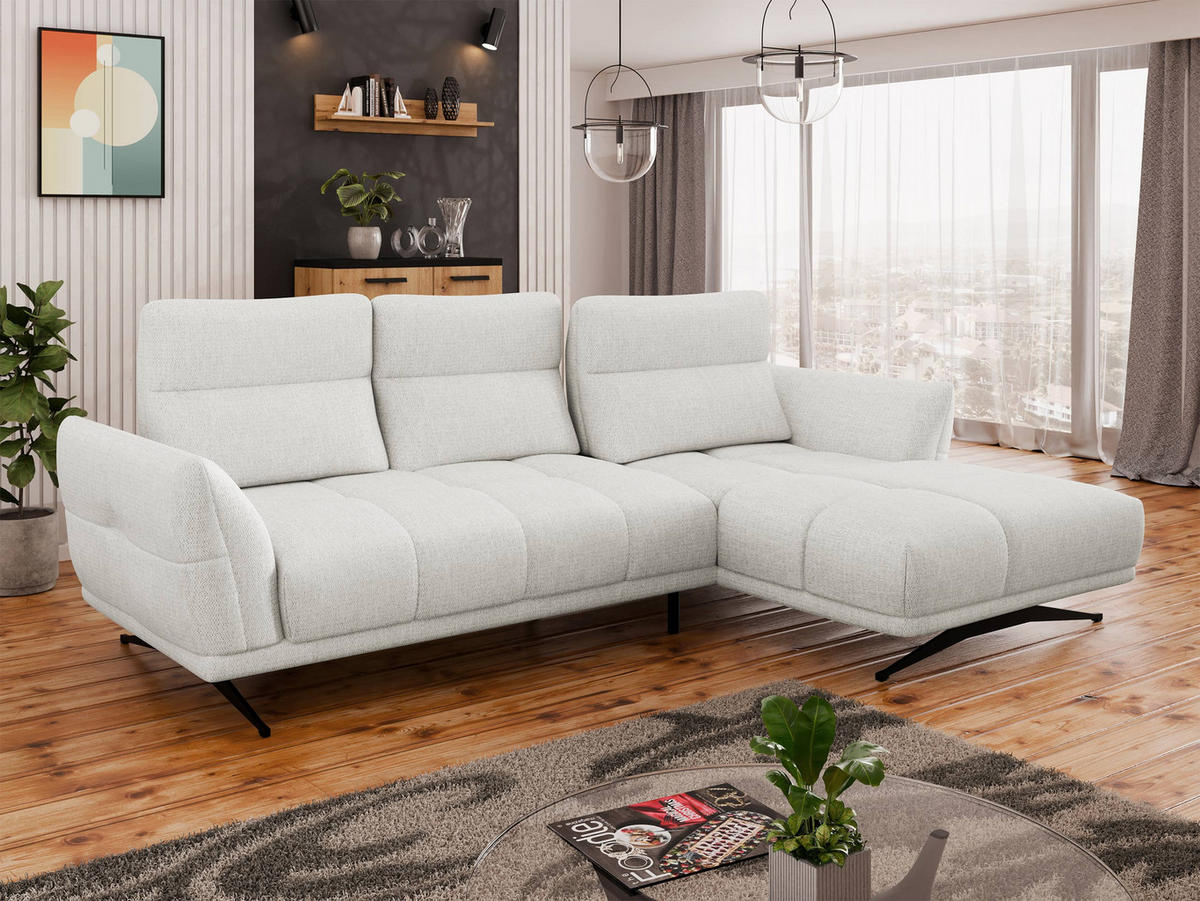 ECKSOFA Giovanni Z LCH, Seite: Rechts 2R-LC - Hellgrau/Schwarz, Holz/Textil (298/195cm) - MIRJAN24