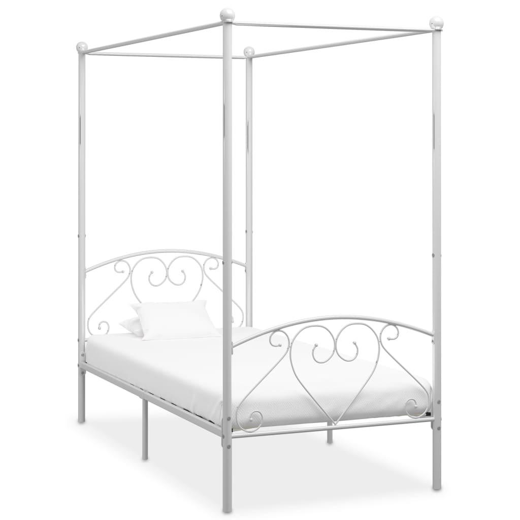 HIMMELBETT-GESTELL WEISS METALL 90 X 200 CM - Weiß, Metall - vidaXL
